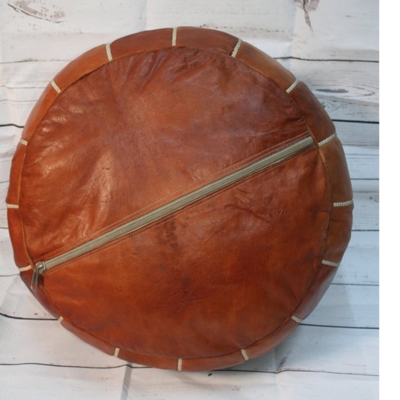 100% Leather Handmade Moroccan Pouf- Brand New - Picture 3 of 3